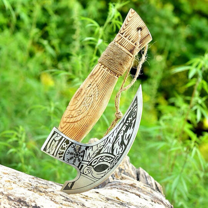 Custom Hand Engraved Ax Pizza Cutter with J2 Steel Blade