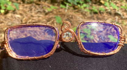 Custom Pure Copper iamevibez Wire wrapped 5ct Moissanite Anti Blue Light Glasses