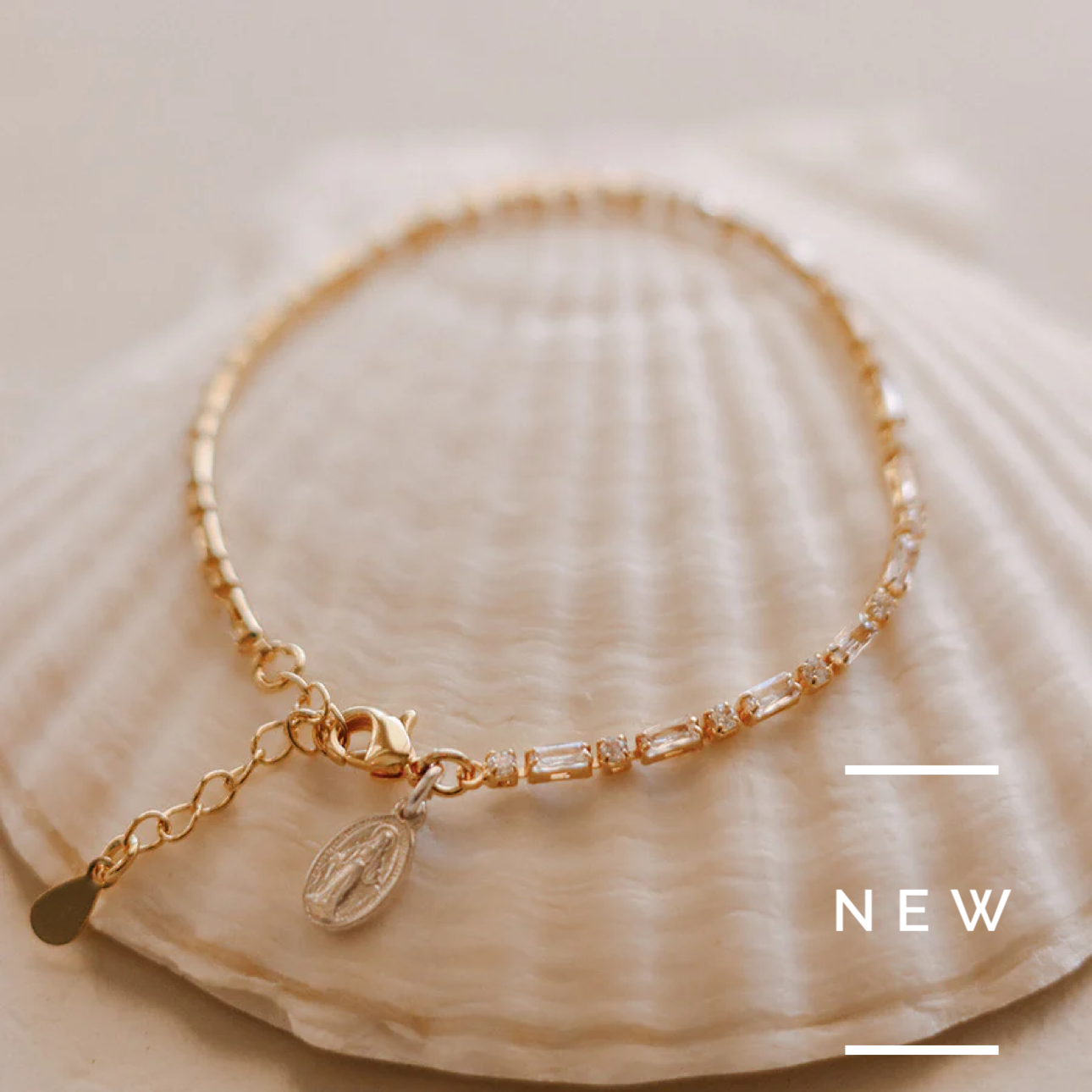 Miraculous Medal Tennis Bracelet - Two Tone