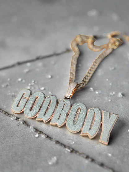 Custom Stainless Steel God Body Iced Out Necklace
