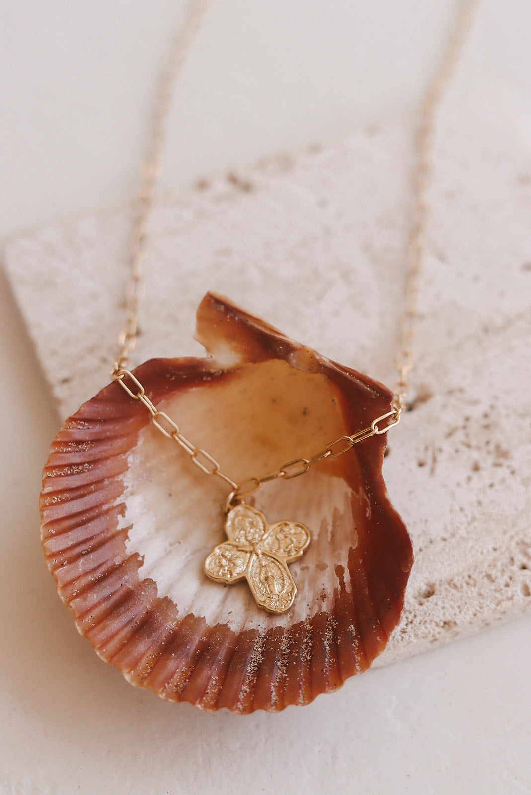 Four Way Cross Necklace - Paperclip Chain