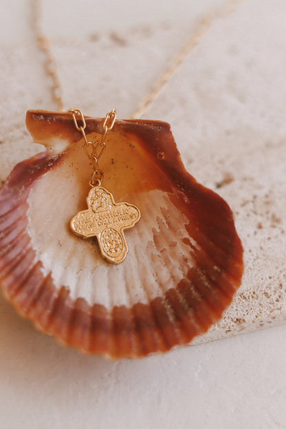 Four Way Cross Necklace - Paperclip Chain