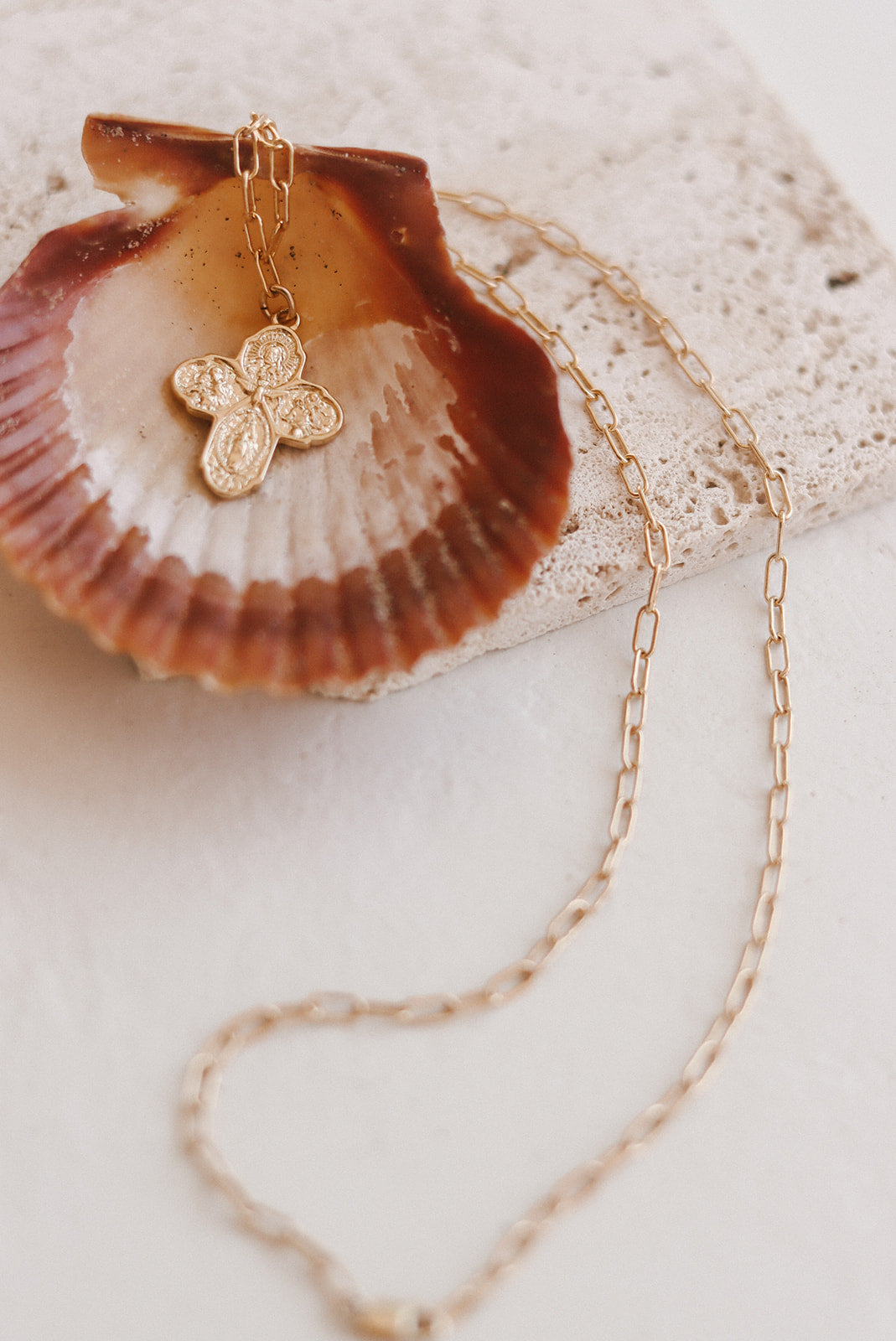 Four Way Cross Necklace - Paperclip Chain