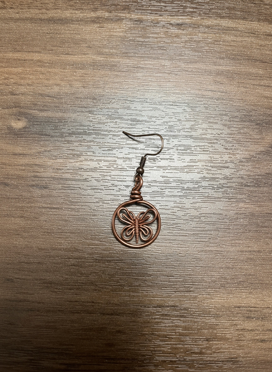 Copper Wire Wrapped Hoop Earring