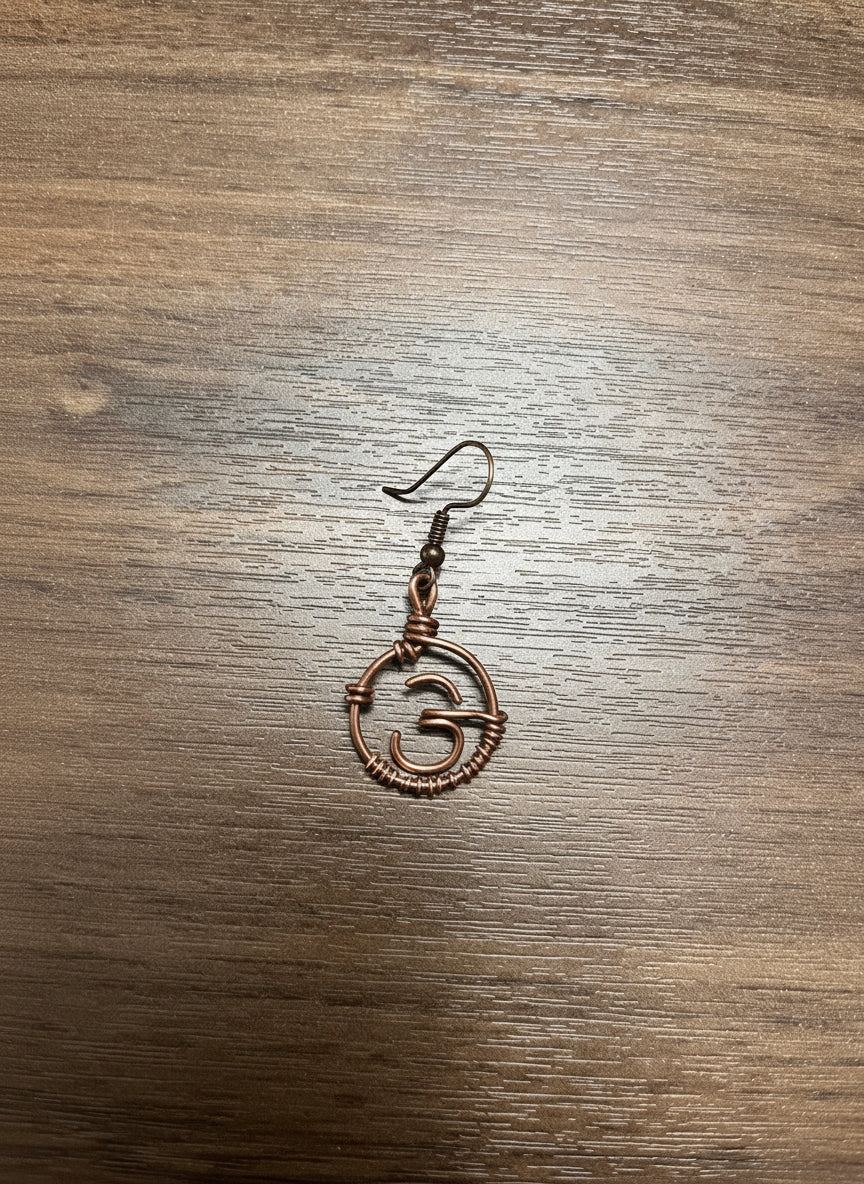 Copper Wire Wrapped Hoop Earring