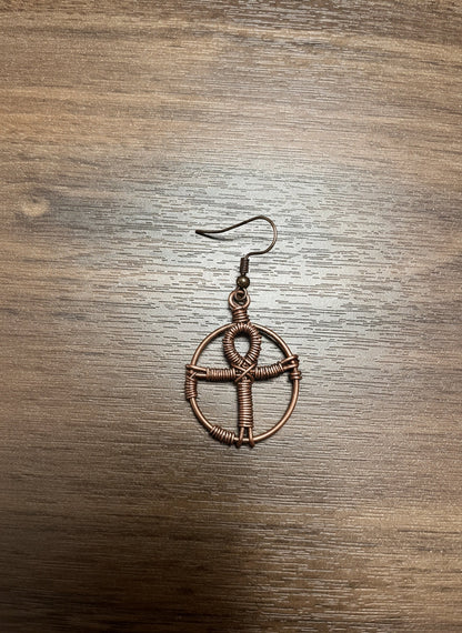 Copper Wire Wrapped Hoop Earring