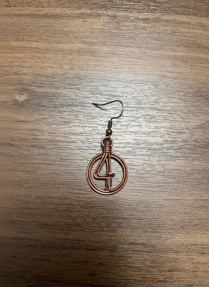 Copper Wire Wrapped Hoop Earring