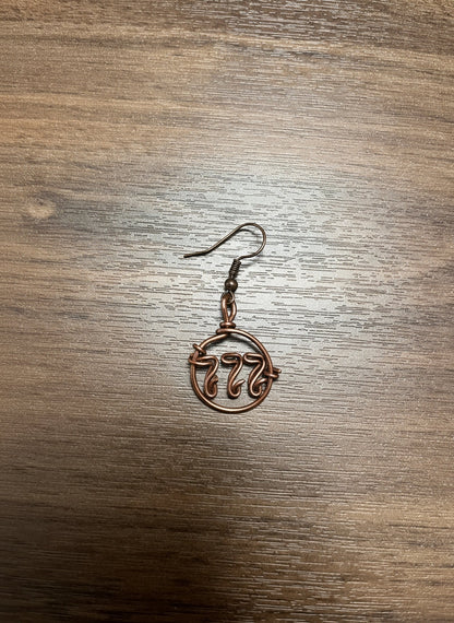 Copper Wire Wrapped Hoop Earring