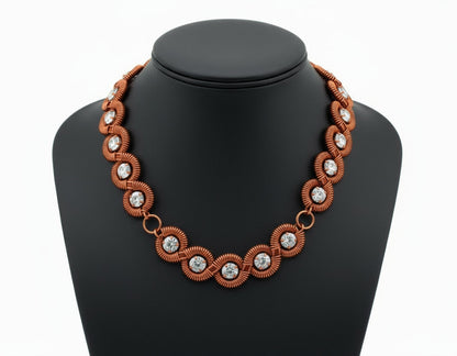 Copper Wire Wrapped Moissanite Tennis chain Design #3