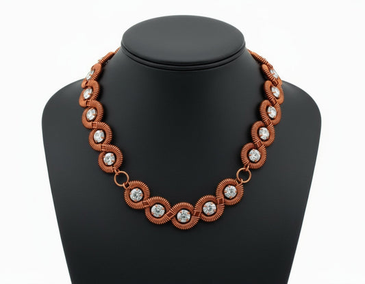 Copper Wire Wrapped Moissanite Tennis chain Design #3