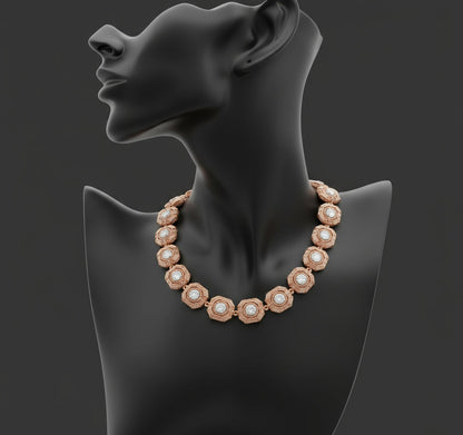 Copper Wire Wrapped Moissanite Tennis Chain Necklace