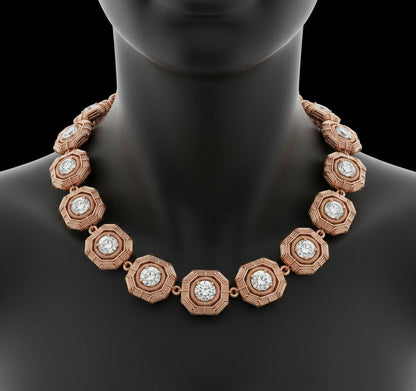 Copper Wire Wrapped Moissanite Tennis Chain Necklace