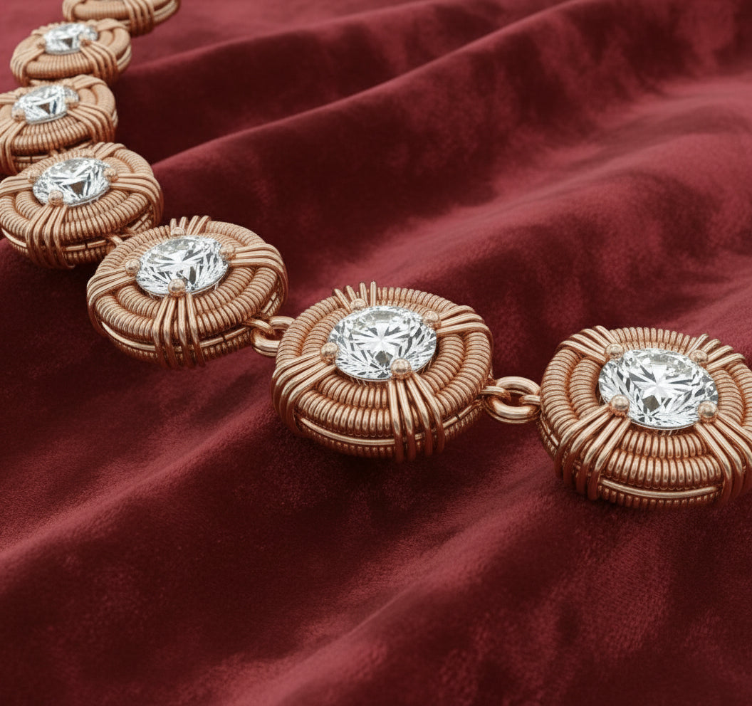 Copper Wire Wrapped Moissanite Tennis Chain Design #2