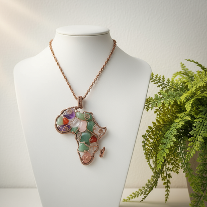 Africa wire Wrapped Tumbled Stone Necklace