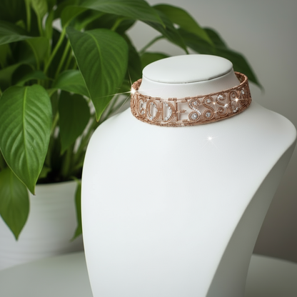 Custom copper wire wrapped Moissanite goddess choker necklace