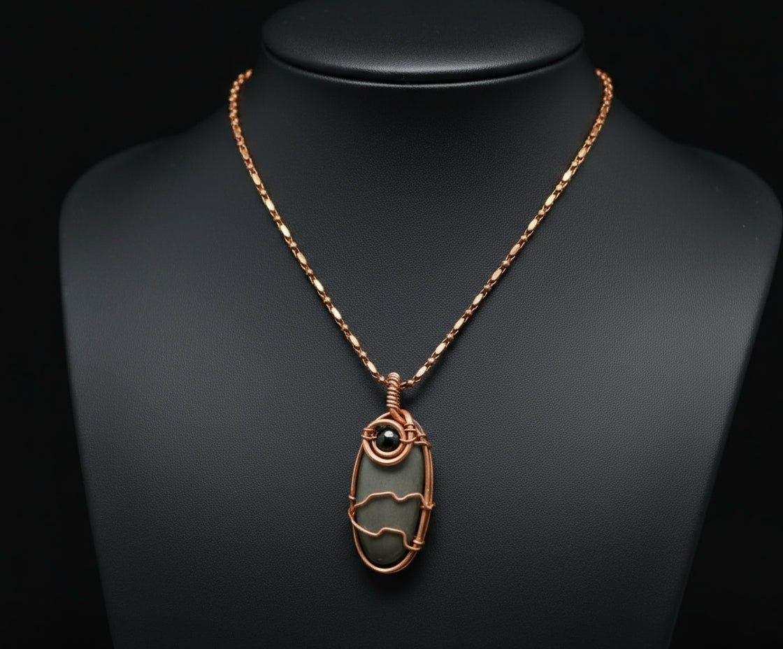 Custom iamevibez Wire Wrapped Shungite Necklace