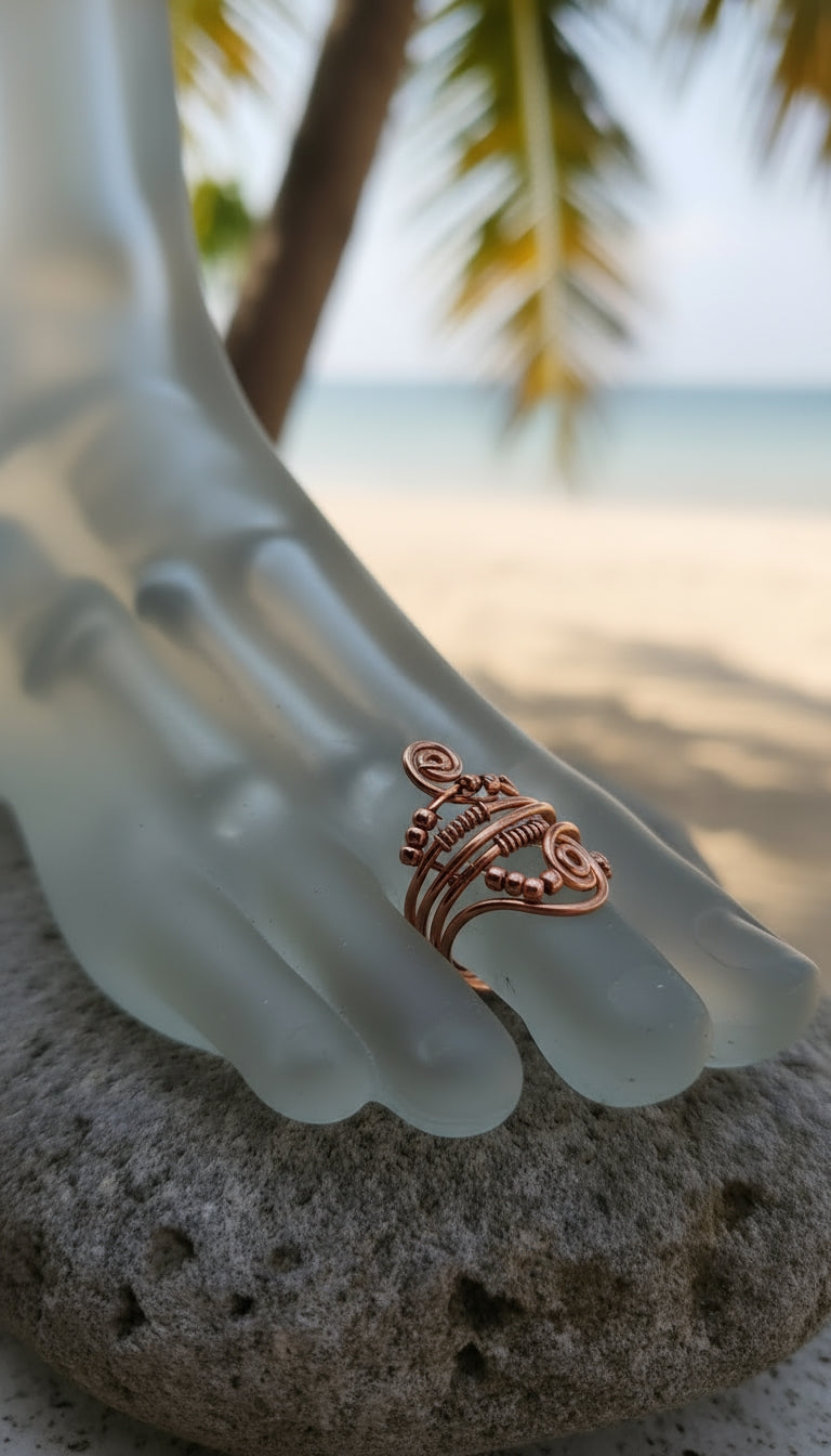 Copper Wire Wrapped Toe Ring