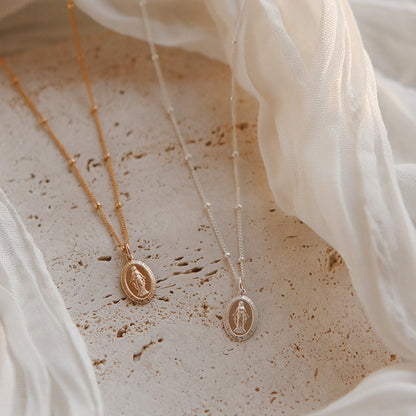 Dainty Miraculous Medal Necklace in Silver
