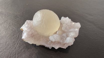 Fluorite Ball on Quartz Matrix from India
