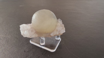 Fluorite Ball on Quartz Matrix from India