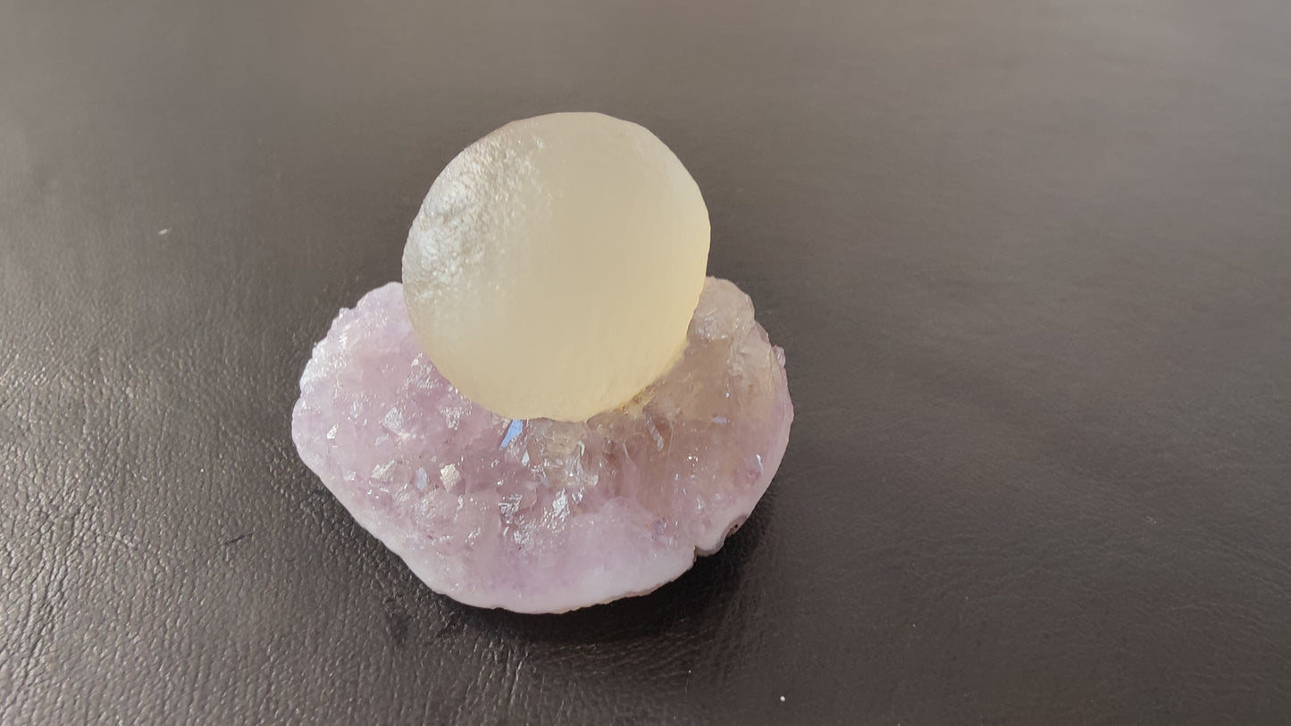 Fluorite Ball on Quartz Matrix from India