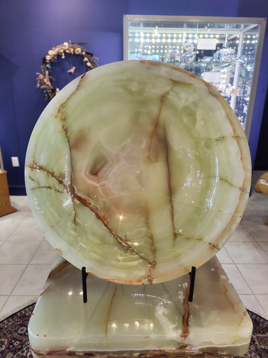 Green Onyx Decorative Bowl 14"