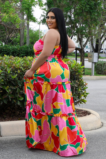 Miss Miami Plus Size Multi Color Dress