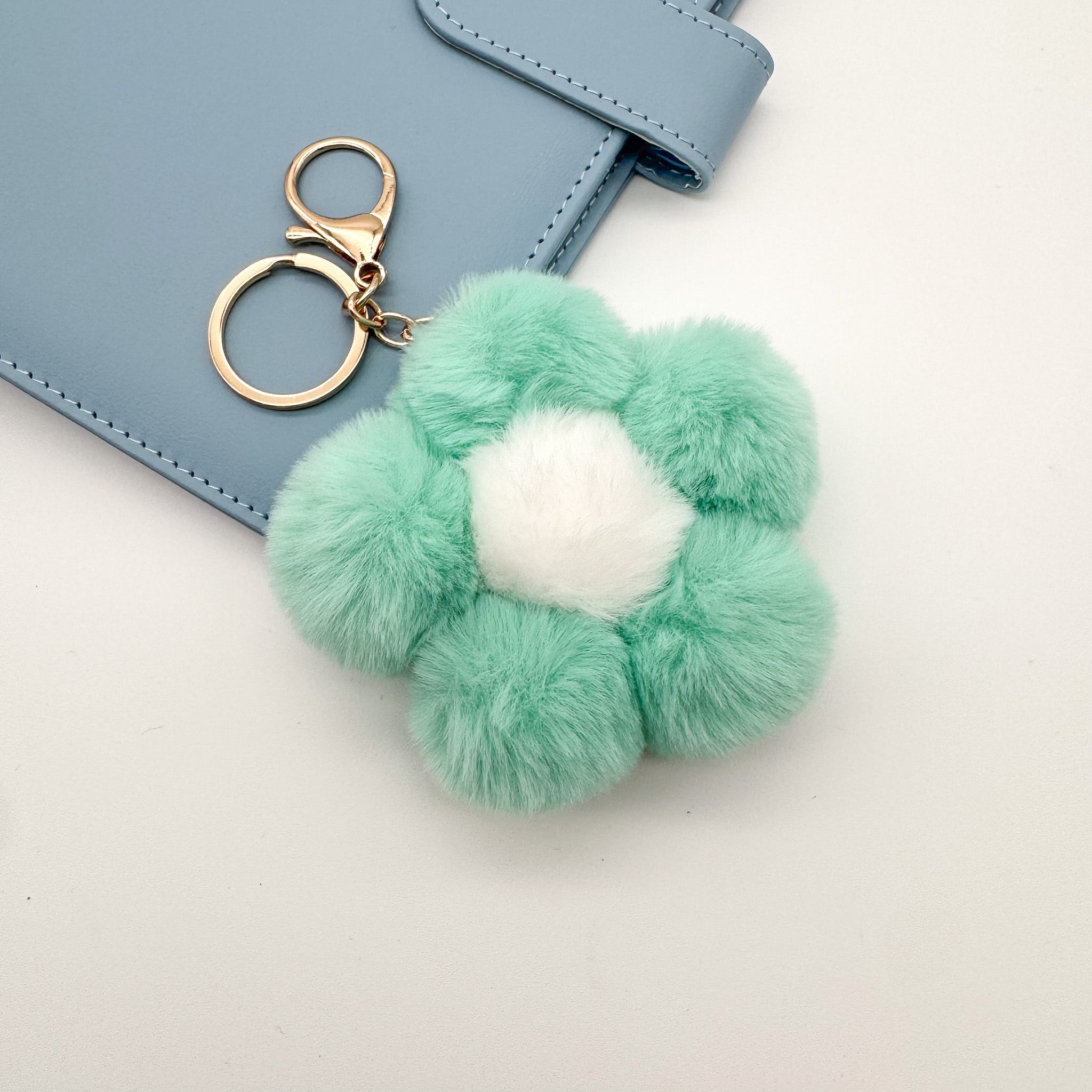 Flower Pom Pom Keychain