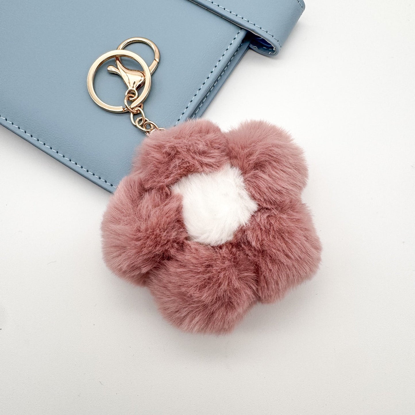 Flower Pom Pom Keychain