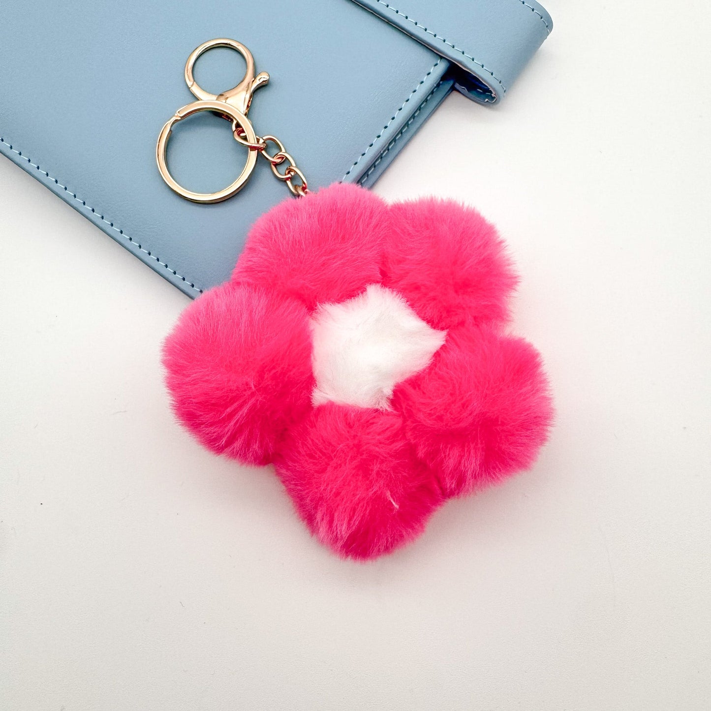 Flower Pom Pom Keychain
