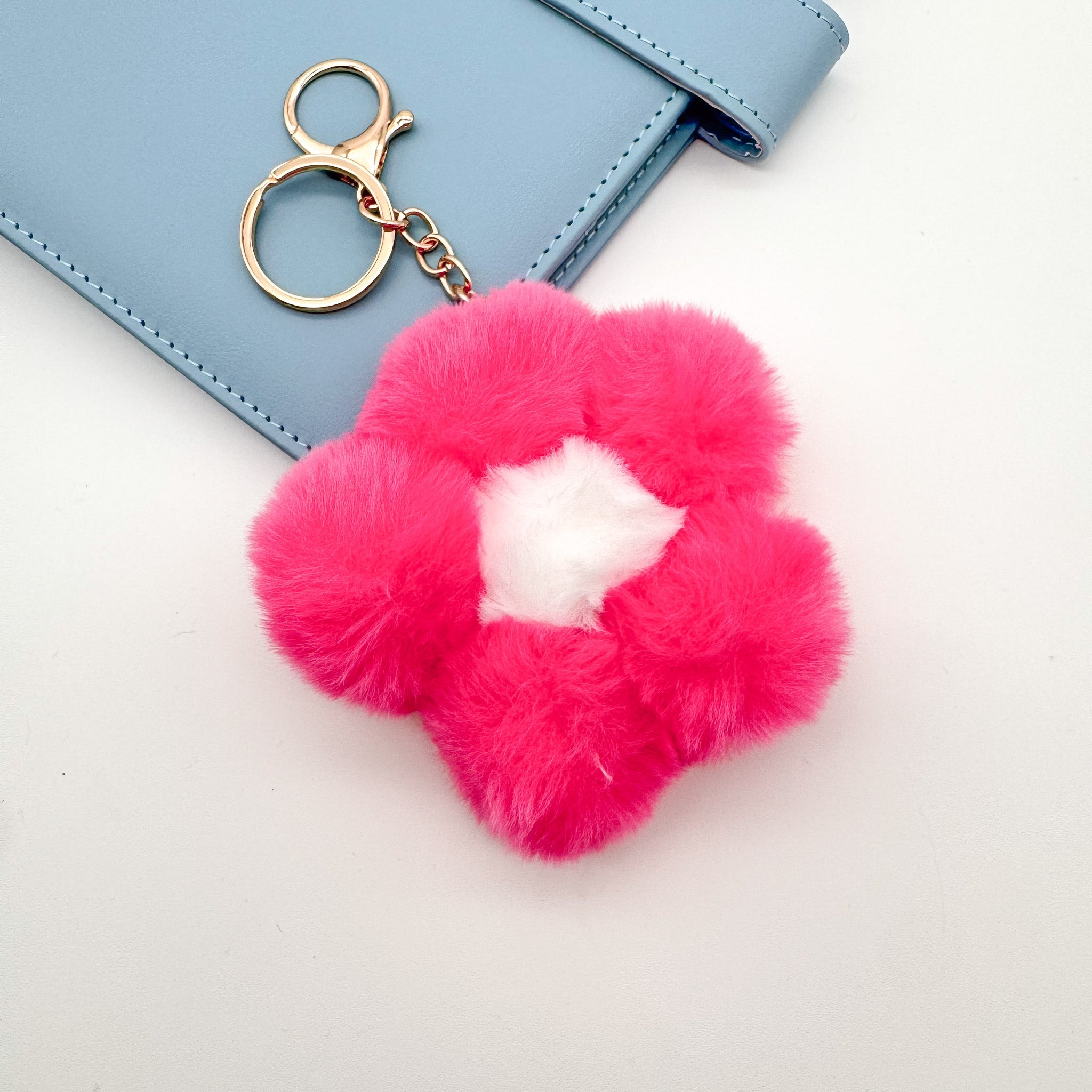 Flower Pom Pom Keychain