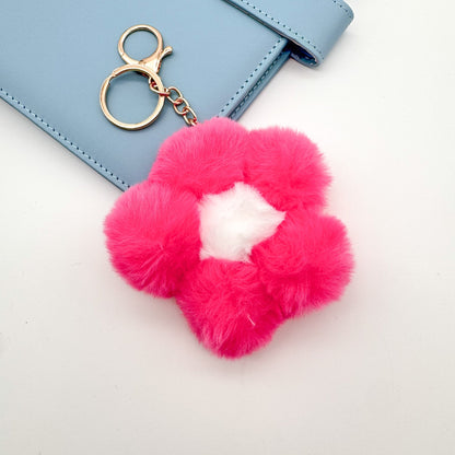 Flower Pom Pom Keychain