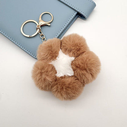 Flower Pom Pom Keychain