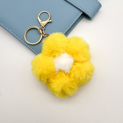 Flower Pom Pom Keychain