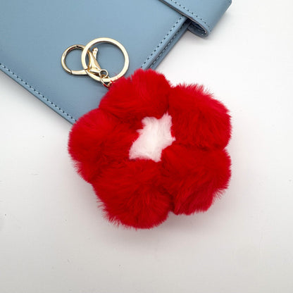 Flower Pom Pom Keychain