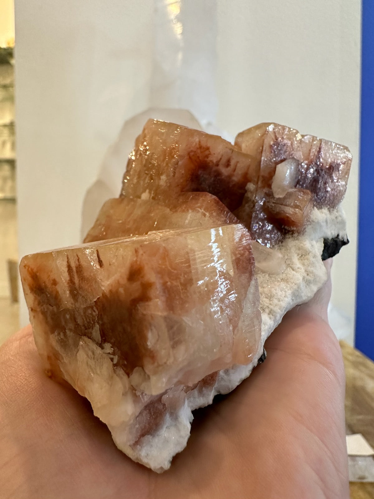 Red Apophyllite Cube with Stilbite on Matrix from Pune, India