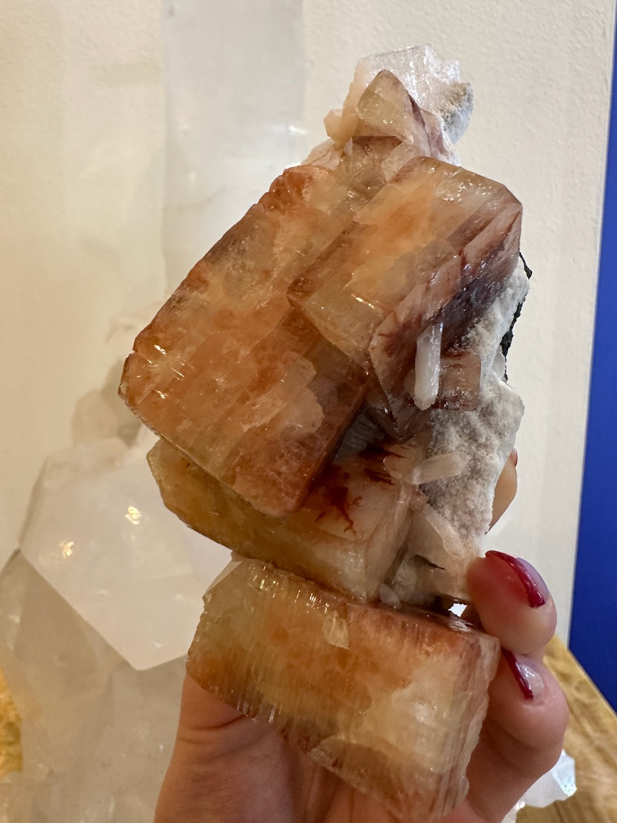 Red Apophyllite Cube with Stilbite on Matrix from Pune, India