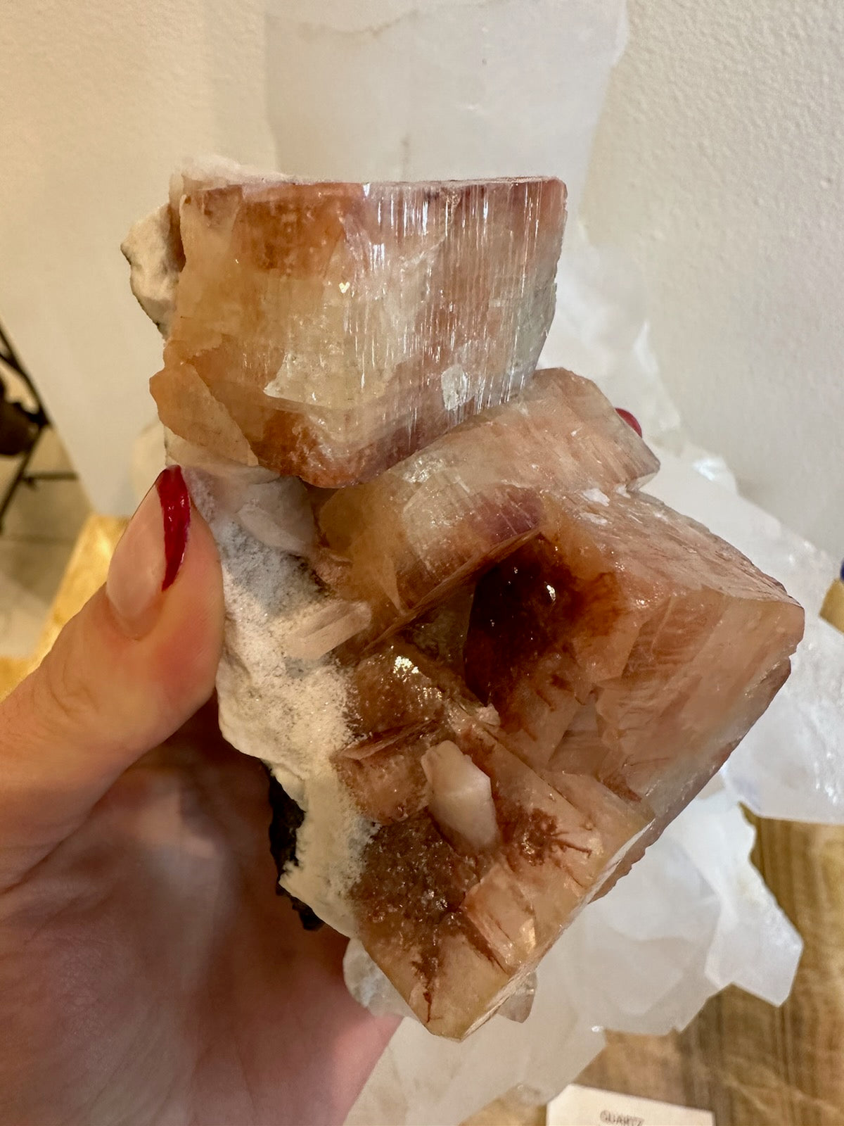 Red Apophyllite Cube with Stilbite on Matrix from Pune, India