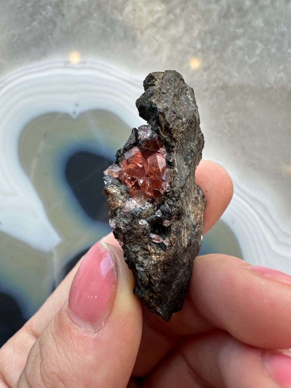 Rhodochrosite Gems on Matrix from Brazil