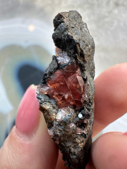 Rhodochrosite Gems on Matrix from Brazil
