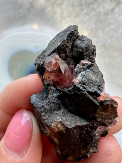 Rhodochrosite Gems on Matrix from Brazil