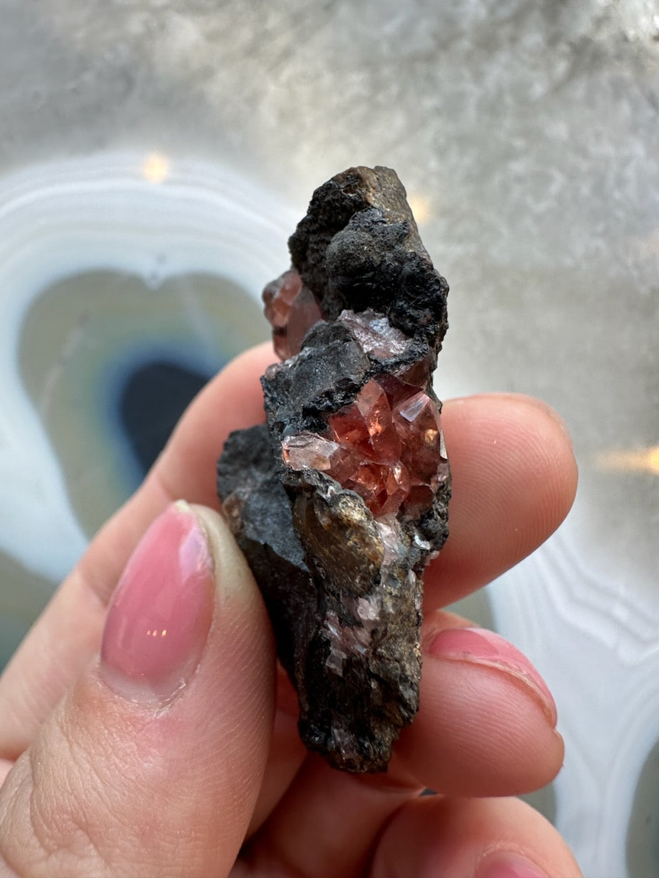 Rhodochrosite Gems on Matrix from Brazil