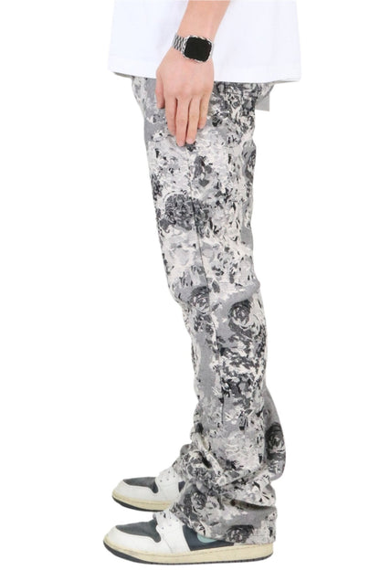 VISTA Men's premium jacquard flare stacked fit denim pants