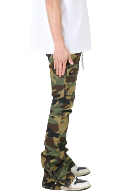 Veil Men's premium flare stacked twill cargo pant with multi functional pockets