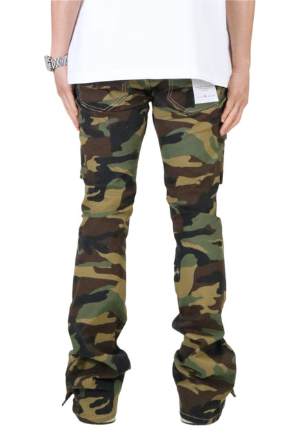 Veil Men's premium flare stacked twill cargo pant with multi functional pockets