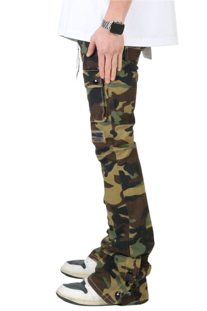 Veil Men's premium flare stacked twill cargo pant with multi functional pockets