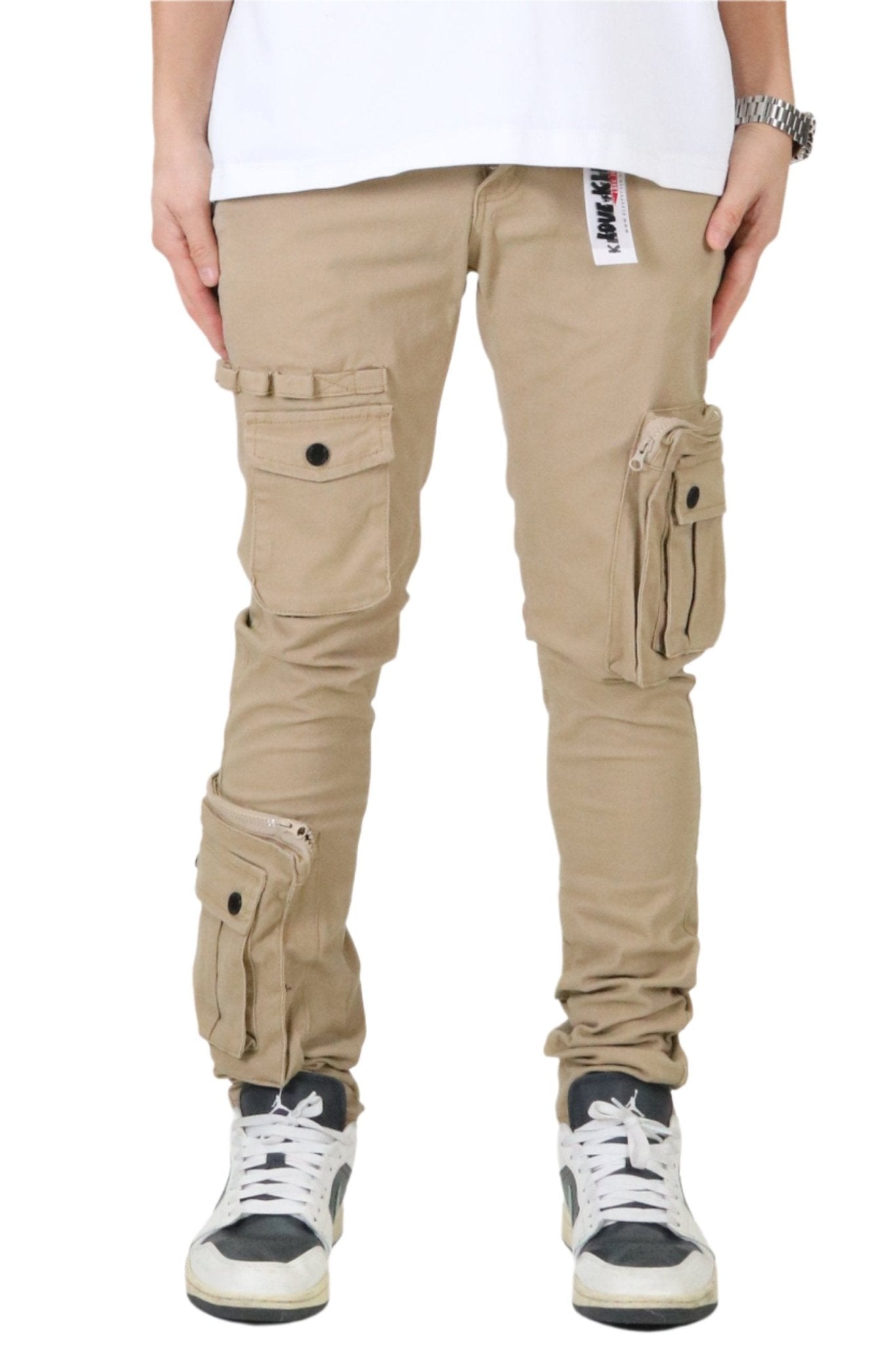 HEWIT Men's premium twill khaki  cargo pants.