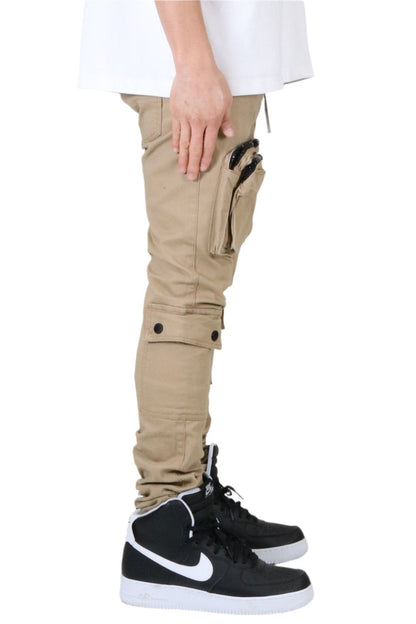 VENGE Men's premium twill khaki cargo pants.