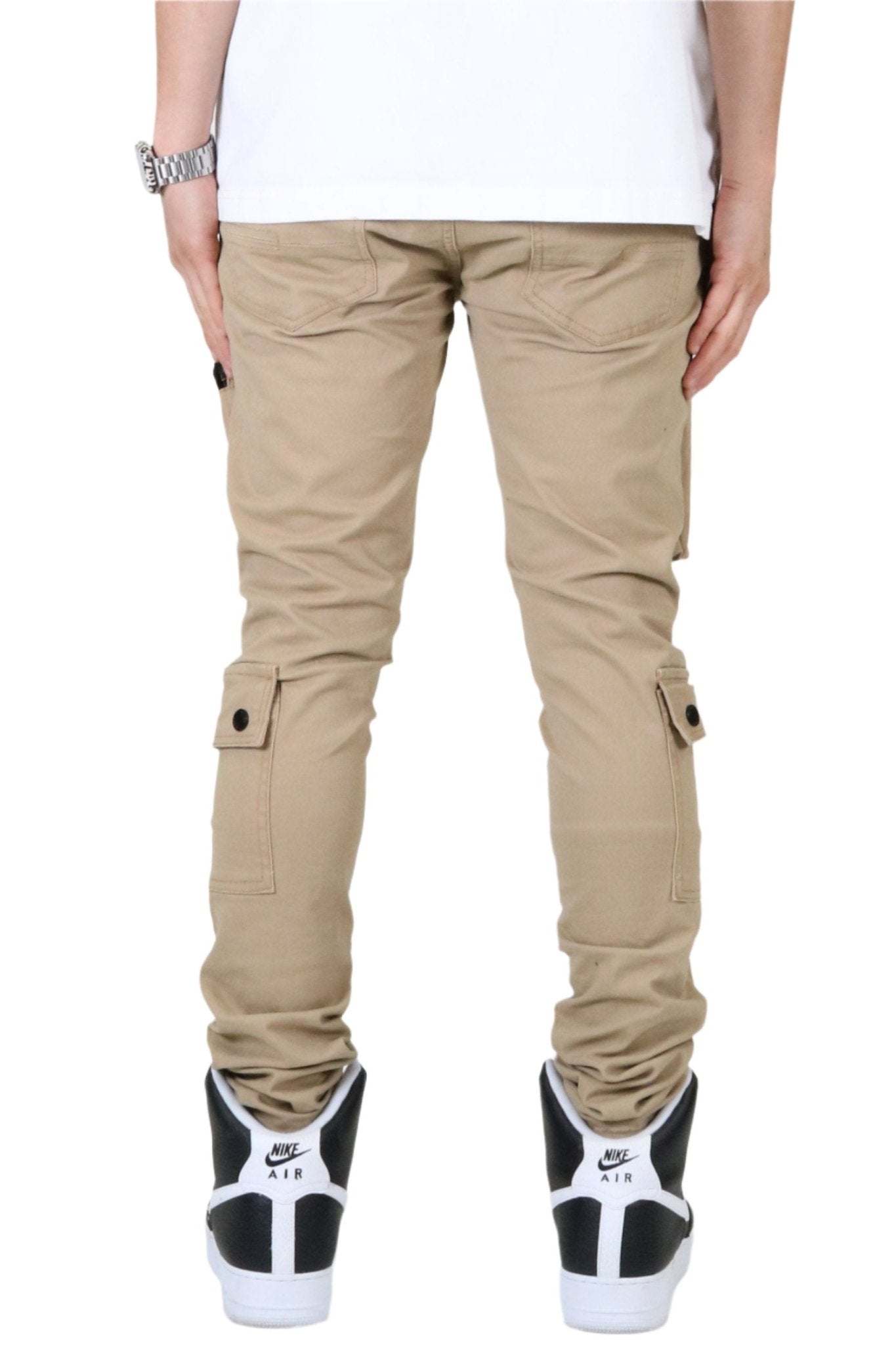 VENGE Men's premium twill khaki cargo pants.
