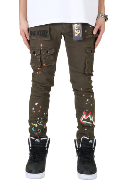 Zati Men's premium skinny twill cargo pants.